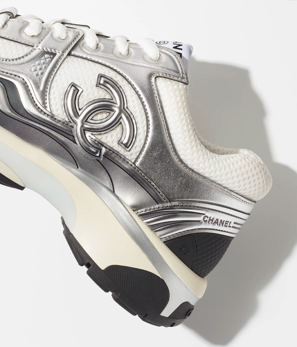 Chanel Fabric & Laminated 
White & Silver