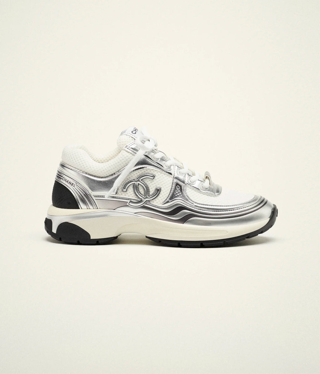 Chanel Fabric & Laminated 
White & Silver
