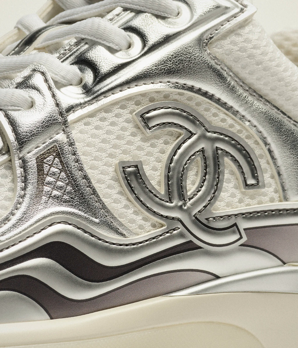 Chanel Fabric & Laminated 
White & Silver