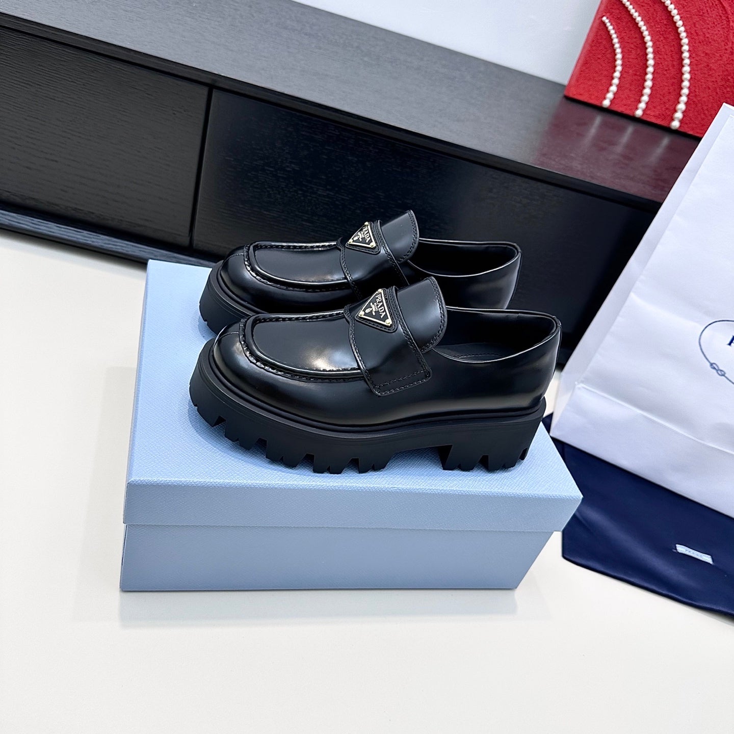 Prada Brushed Leather Loafers