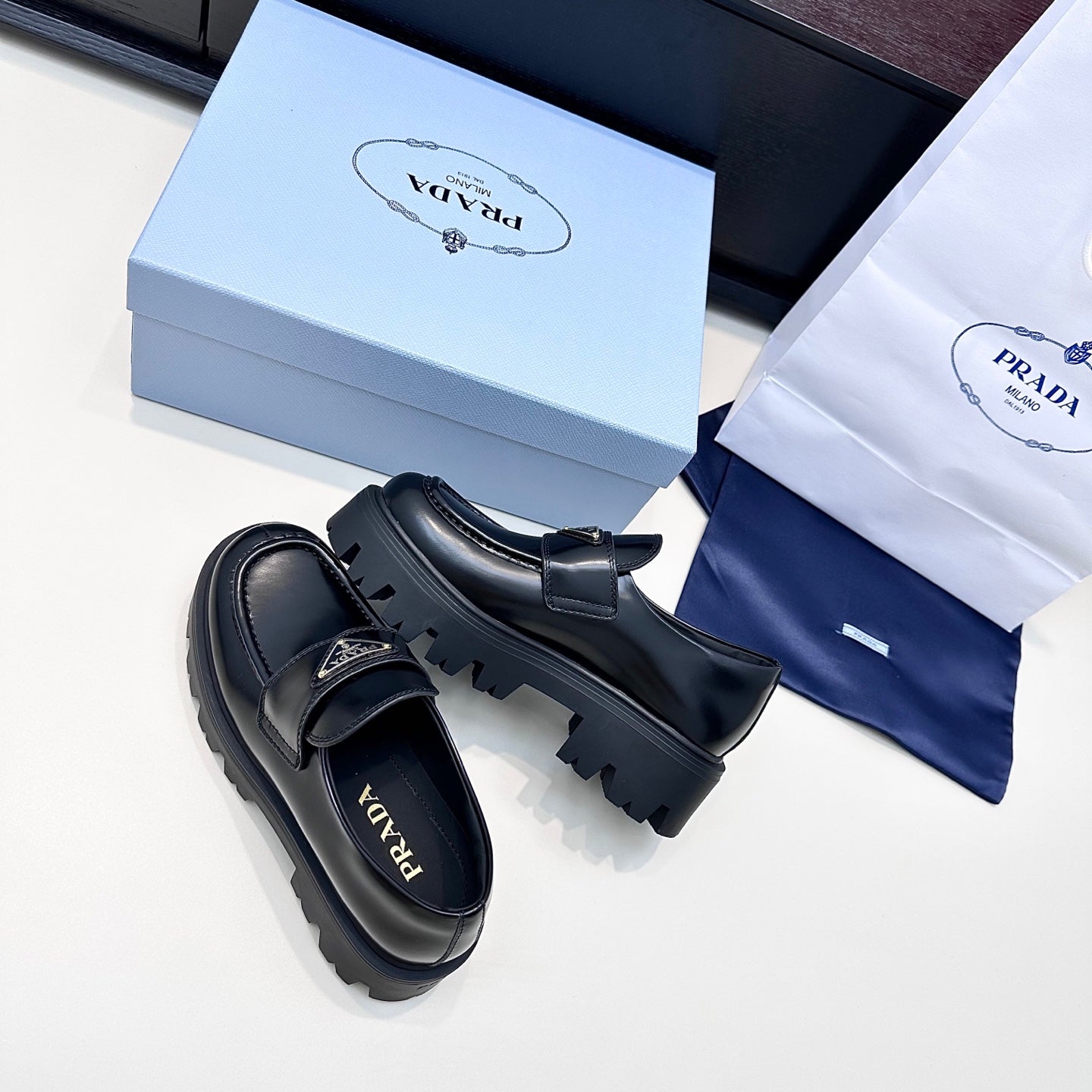 Prada Brushed Leather Loafers