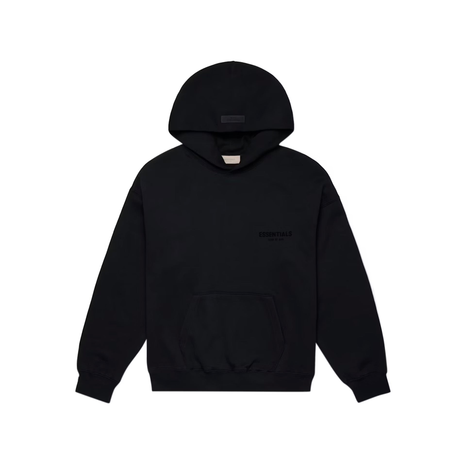FEAR OF GOD ESSENTIALS PULLOVER CHEST LOGO HOODIE STRETCH LIMO/BLACK